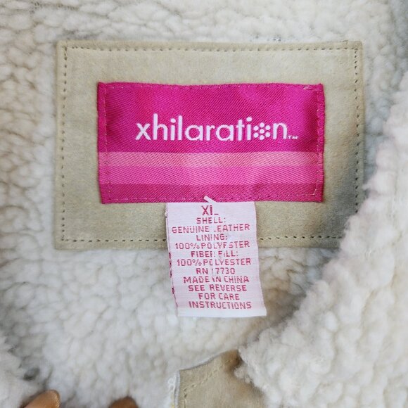 Vintage Xhilaration XL Genuine Leather Coat Sherpa Lined Stitching Frontier - Picture 9 of 11
